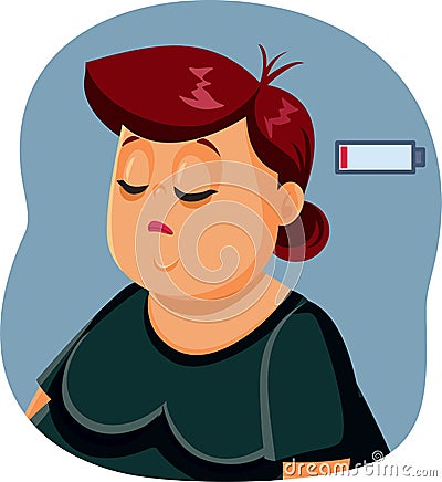 Exhausted Overweight Woman Vector Illustration Vector Illustration