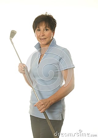 Middle age senior woman athlete golf club Stock Photo