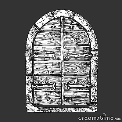 Middle age vintage door Vector Illustration