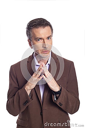 Middle Aged Businessman Looking Secretive Stock Photo
