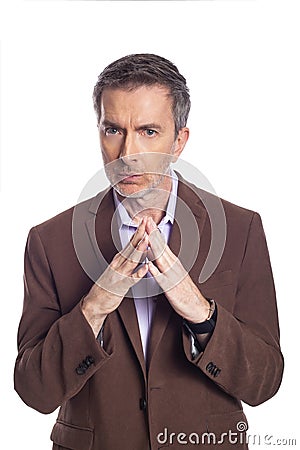 Middle Aged Businessman Looking Secretive Stock Photo