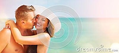 Middle aged couple enjoying romantic summer beach holidays Stock Photo