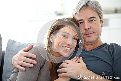 Middle-aged couple at home Stock Photo