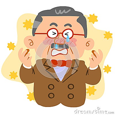 Middle-aged man HNWI who suffers from hay fever Vector Illustration