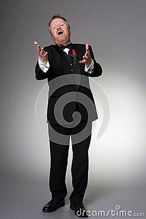 Middle aged opera singer performing Stock Photo