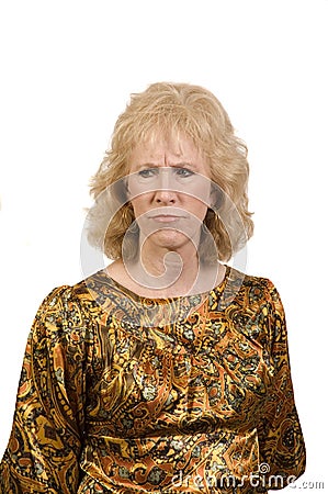 Middle-aged woman frowning Stock Photo