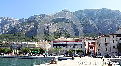 Middle Dalmatia - town Makarska and mountains Stock Photo