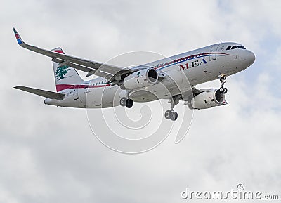 Middle East Airline plane landing Editorial Stock Photo