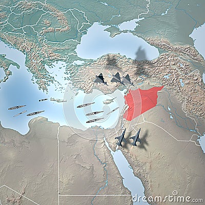 Middle East as seen from space, Syria Editorial Stock Photo