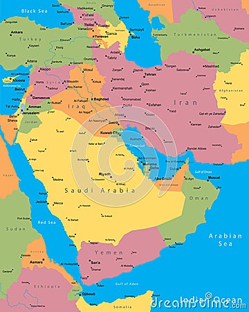 Middle East map Vector Illustration