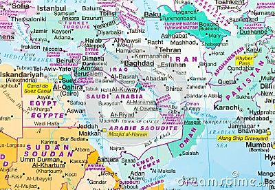 Middle East Map Stock Photo