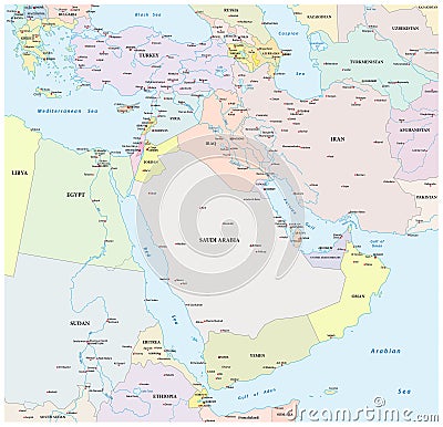 Middle east map Vector Illustration