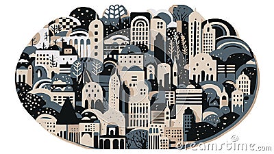 Middle East old town cartoon. Travel holiday voyage tourism arabian city. Cityscape colored vector illustration Vector Illustration