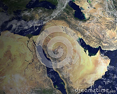 Middle East, Satellite Space View Stock Photo