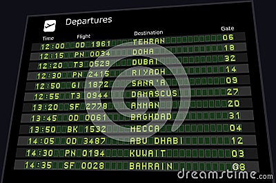 Middle East timetable Stock Photo