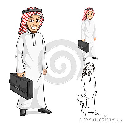Middle Eastern Businessman Holding a Briefcase Vector Illustration