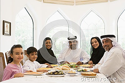 A Middle Eastern family enjoying a meal Stock Photo