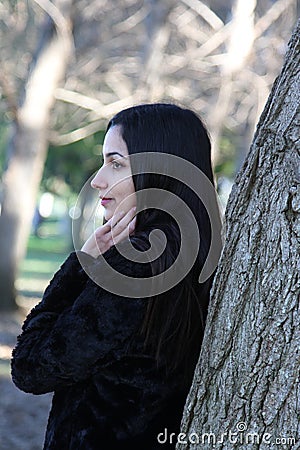 Middle Eastern girl in a park Stock Photo