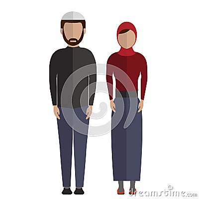 Middle Eastern, Muslim couple People Icons Vector Illustration