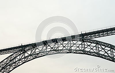 Middle of grey railway arch bridge. Stock Photo