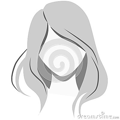 Middle-length hair flat illustration on white Vector Illustration