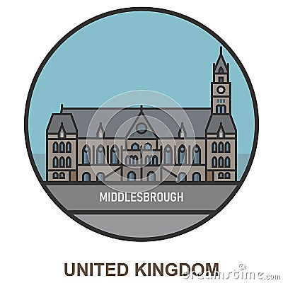 Middlesbrough. Cities and towns in United Kingdom Vector Illustration
