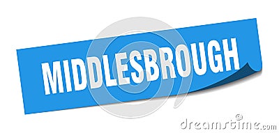 Middlesbrough sticker. Middlesbrough square peeler sign. Vector Illustration