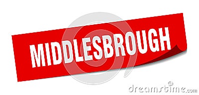 Middlesbrough sticker. Middlesbrough square peeler sign. Vector Illustration