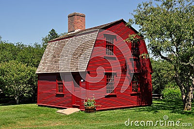 Middletown, RI: c. 1700 Guard House at Prescott Farm Editorial Stock Photo