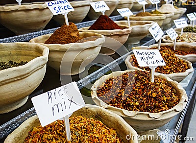 Mideast Spice Bowls Stock Photo