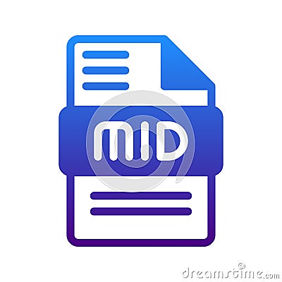Midi digital audio file symbol with gradient color transition Vector Illustration
