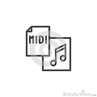 Midi file format outline icon Vector Illustration