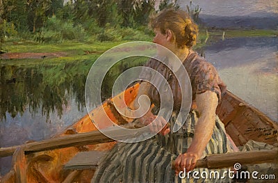 Midnight, 1891 painting by Anders Zorn Editorial Stock Photo