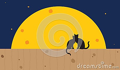 Midnight with cats Stock Photo
