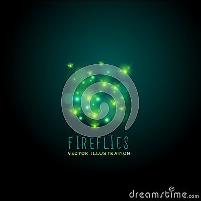 Midnight Fireflies Vector Vector Illustration