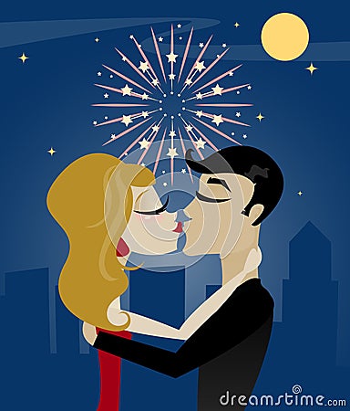 Midnight Kiss Vector Illustration