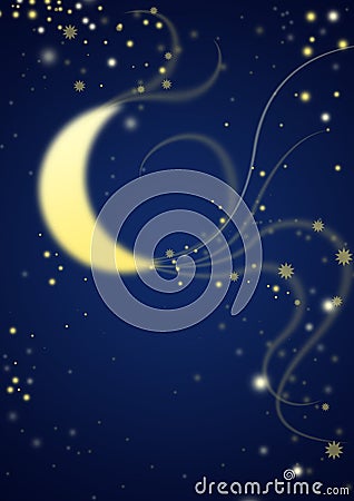 Midnight moon in stardust Stock Photo