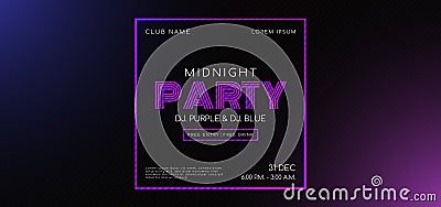 Midnight music party frame message for advertise light purple Vector Illustration