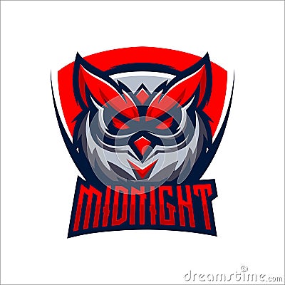 MIDNIGHT NOCTURNAL OWL MASCOT LOGO VECTOR ILLUSTRATION Stock Photo