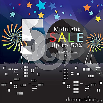 Midnight Sale Banner. Vector Illustration