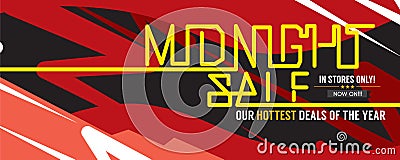 Midnight Sale Hottest Deal Wide Banner For Advertising Marketing Promotional Vector Illustration