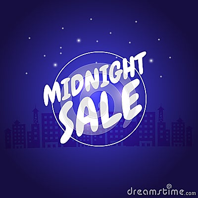 Midnight sale logo purple Vector Illustration