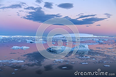 Midnight Sun - Weddell Sea - Antarctica Stock Photo