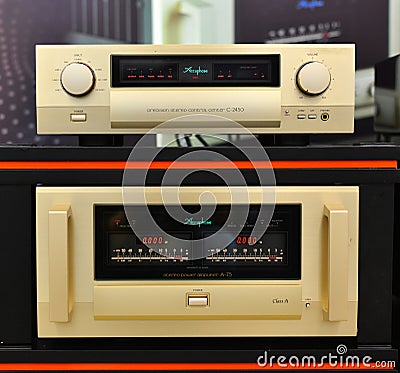 Midrange hifi system with the amplifier Editorial Stock Photo