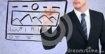 Midsection of businessman drawing mock ups of website Stock Photo