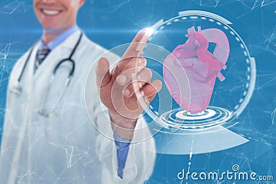 Composite image of midsection of doctor touching digital screen Stock Photo