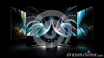 Futuristic Entertaining System. Elevating Audiovisual Delight with Advanced Technology and Immersive Experiences Stock Photo
