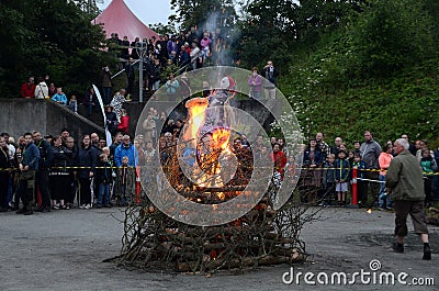 Midsummer`s Bonfire. Editorial Stock Photo