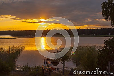 Midsummer sunset Stock Photo
