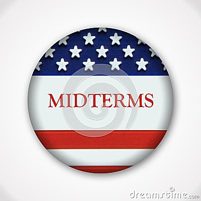 Midterm election pin button badge with american flag Stock Photo